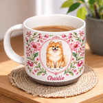 Custom Pet Photo Floral Gifts for Pet Lovers - Personalized Pottery Mug