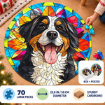 Custom Pet Photo Christmas Gifts for Families - Personalized Round Jigsaw Puzzle