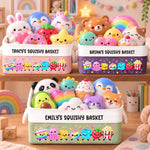 Custom Name Cute Squishy Toy Organizer for Kids - Personalized Storage Basket