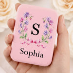 Custom Name Floral Monogram Gifts for Women - Personalized LED Compact Makeup Mirror