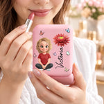 Custom Name Cartoon Girl Beauty Gifts For Women - Personalized LED Compact Makeup Mirror