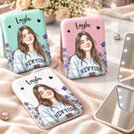 Custom Photo Illustrated Girl Gifts For Women - Personalized LED Compact Makeup Mirror