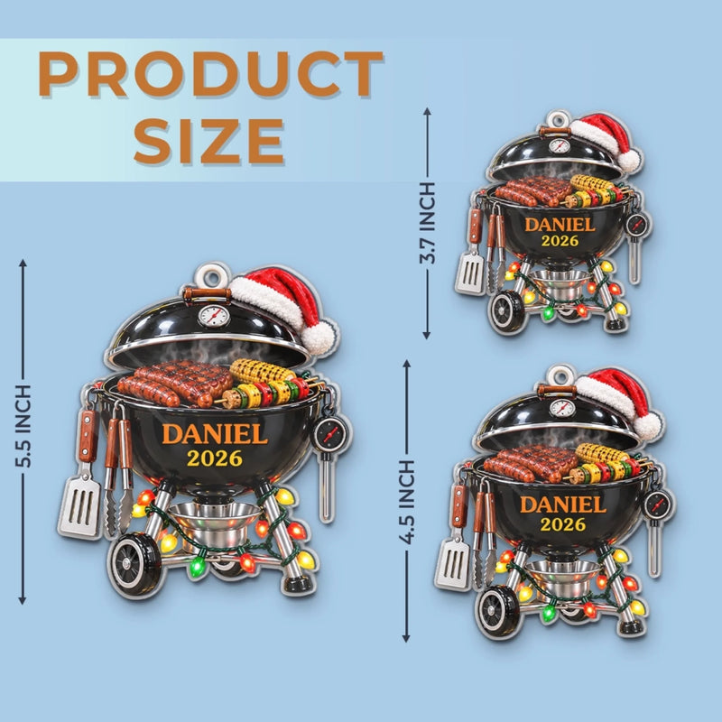 Custom Name Christmas BBQ Gifts For Grill Masters - Personalized Acrylic Ornament