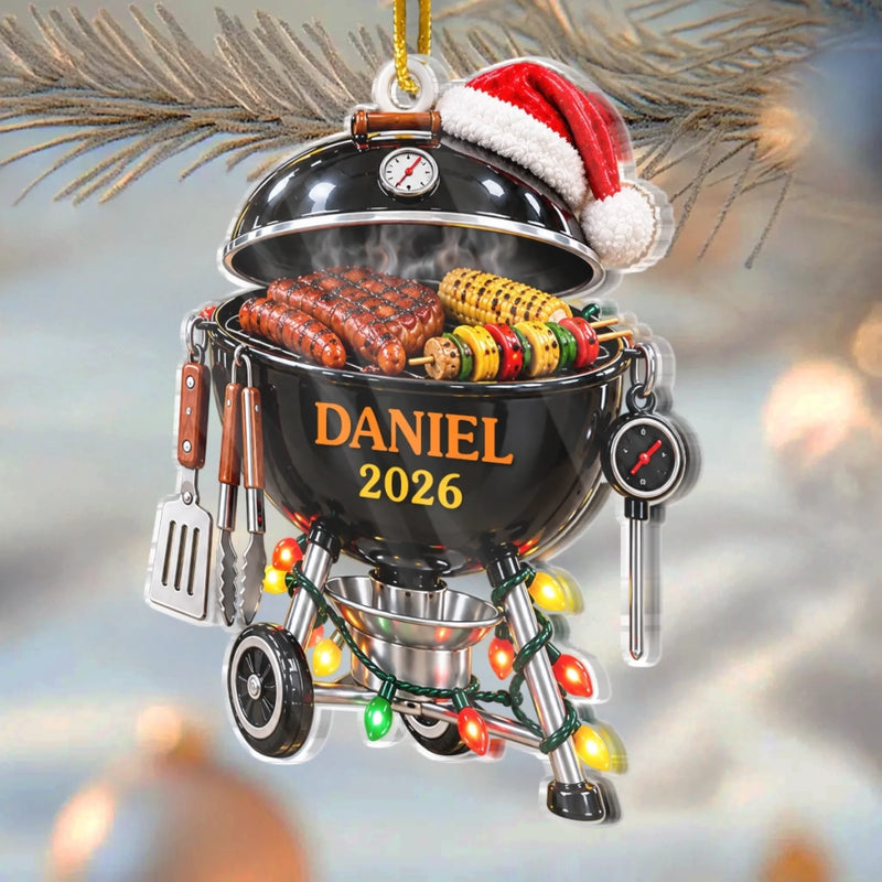 Custom Name Christmas BBQ Gifts For Grill Masters - Personalized Acrylic Ornament
