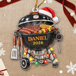 Custom Name Christmas BBQ Gifts For Grill Masters - Personalized Acrylic Ornament