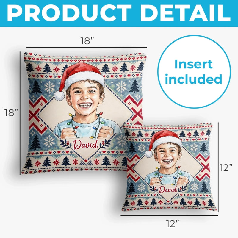 Custom Photo Name Christmas Gifts for Kids - Personalized Pillow