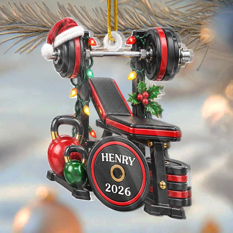 Custom Name Gym Christmas Gifts for Fitness Lovers - Personalized Acrylic Ornament