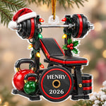 Custom Name Gym Christmas Gifts for Fitness Lovers - Personalized Acrylic Ornament