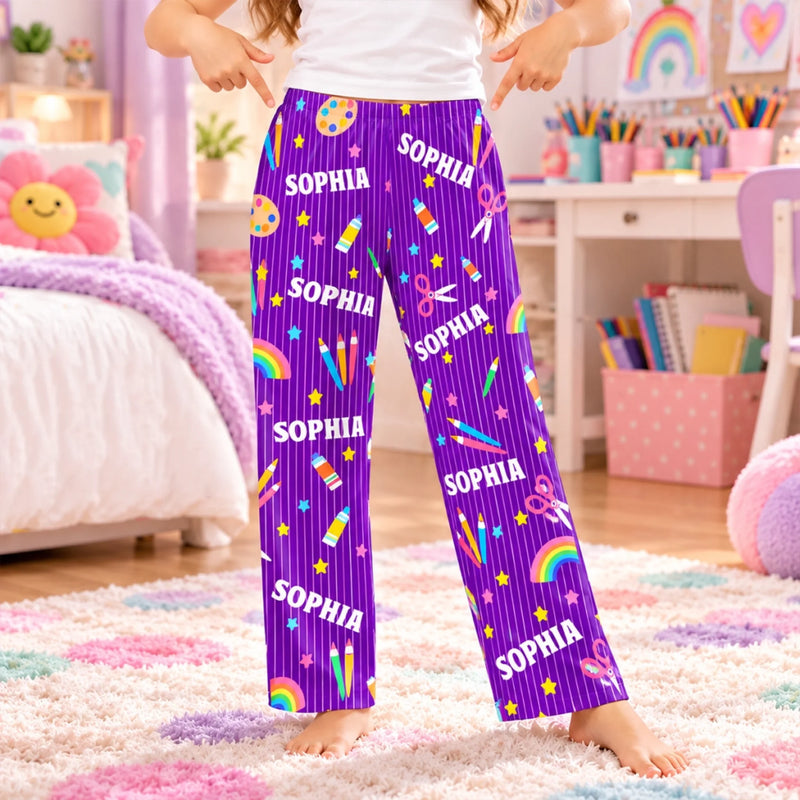 Custom Name Art Gifts for Kids - Personalized Pajama Pants