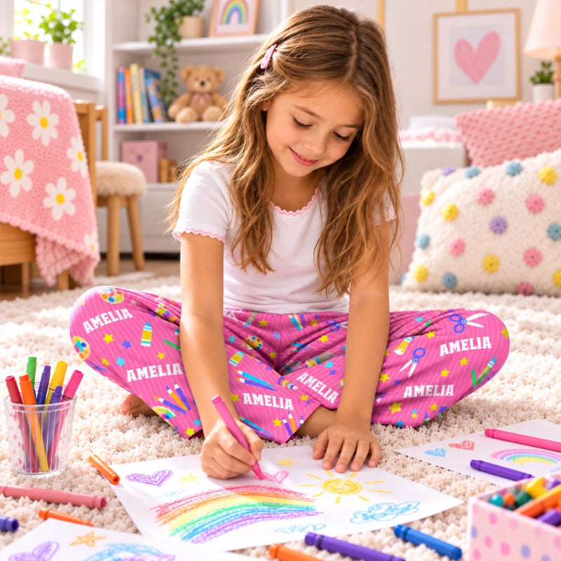 Custom Name Art Gifts for Kids - Personalized Pajama Pants