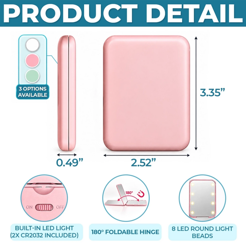 Custom Name Birth Month Flower Makeup Gifts For Women - Personalized LED Compact Makeup Mirror