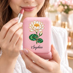 Custom Name Birth Month Flower Makeup Gifts For Women - Personalized LED Compact Makeup Mirror