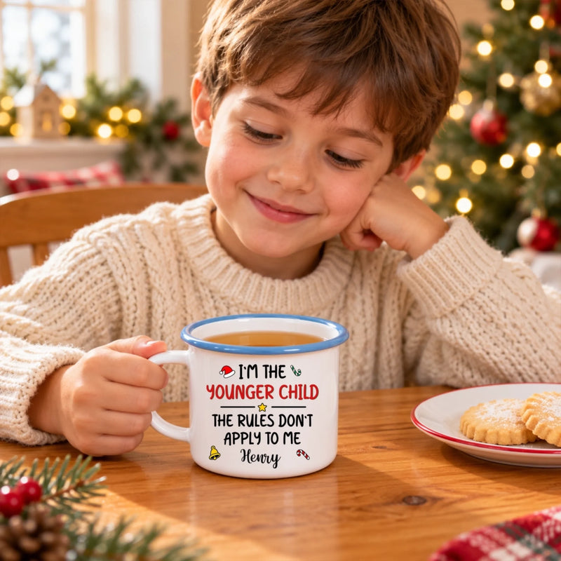 Custom Name Christmas Sibling Gifts for Kids - Personalized Enamel Mug