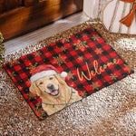 Custom Pet Photo Christmas Dog Lover Entryway Decor - Personalized Decorative Mat