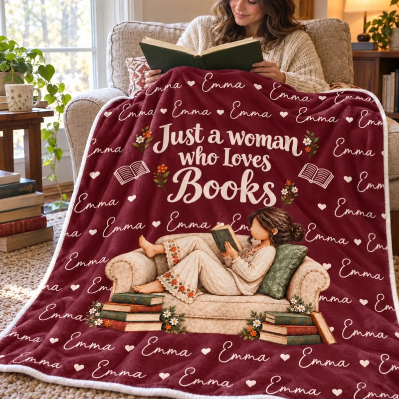 Custom Name Cozy Reading Nook Gifts for Women - Personalized Blanket