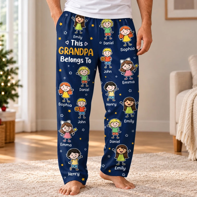Custom Name Grandpa Grandma Belongs To Grandkids Gifts - Personalized Pajama Pants