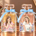 Custom Photo Floral Portrait Gifts for Women - Personalized Refillable Perfume Bottle