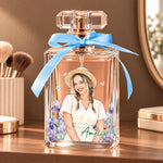 Custom Photo Floral Portrait Gifts for Women - Personalized Refillable Perfume Bottle