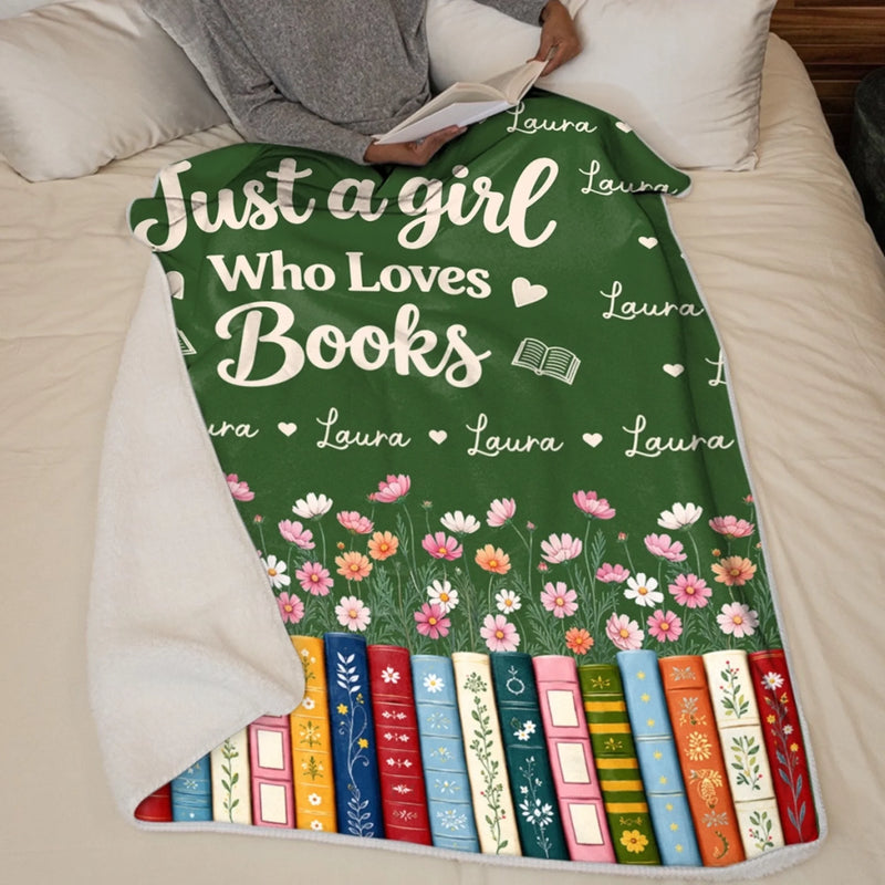 Custom Name Bookworm Reading Gifts for Her - Personalized Blanket