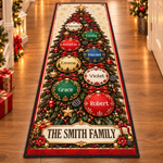 Custom Name Christmas Tree Ornament Family Decor - Personalized Runner Rug