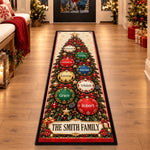 Custom Name Christmas Tree Ornament Family Decor - Personalized Runner Rug