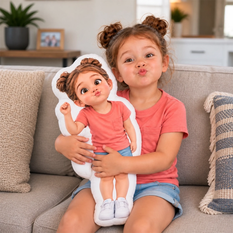 Custom Photo Cartoon Character Gifts for Kids - Personalized Shaped Pillow