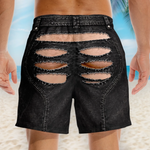 Custom Funny Garage Ripped Butt Illusion Beachwear For Men - Men Swim Trunks