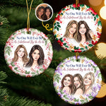 Custom Photo Best Friend Floral Christmas Keepsake - Personalized Ceramic Ornament