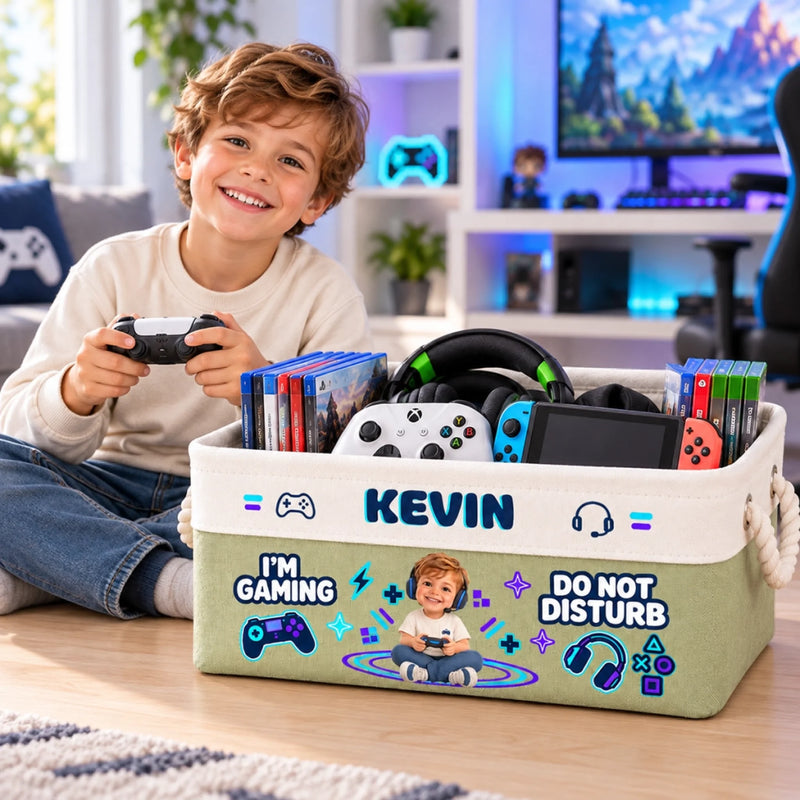 Custom Photo Gaming Gifts for Kids - Personalized Storage Basket