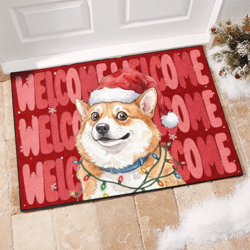 Custom Pet Photo Festive Welcome Decor - Personalized Decorative Mat