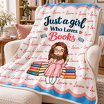 Custom Name Just A Girl Who Loves Books Gifts for Women - Personalized Blanket