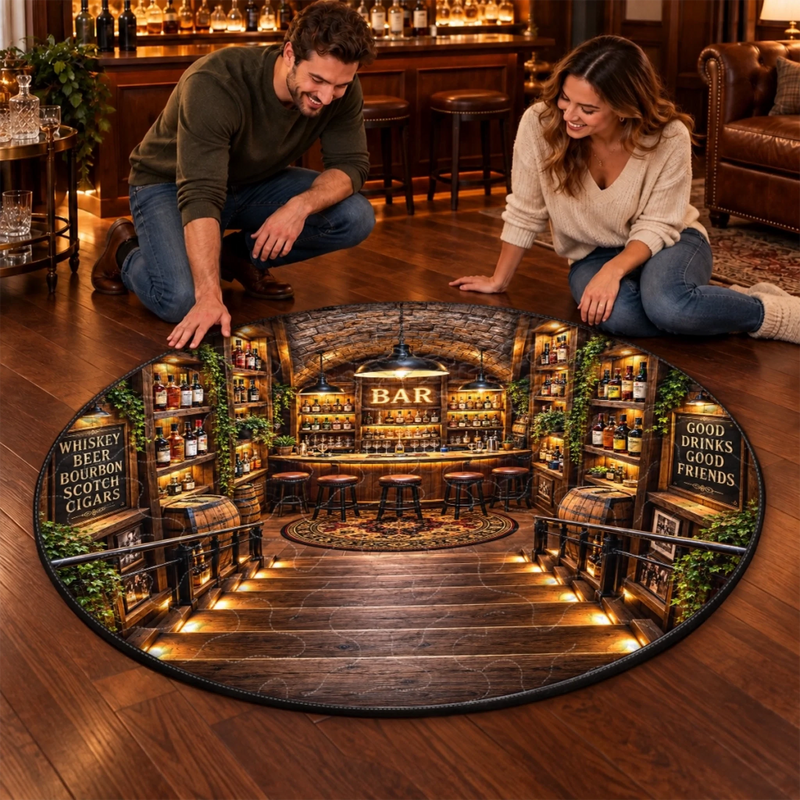 Home Bar Lounge Decor - Quilted Round Mat