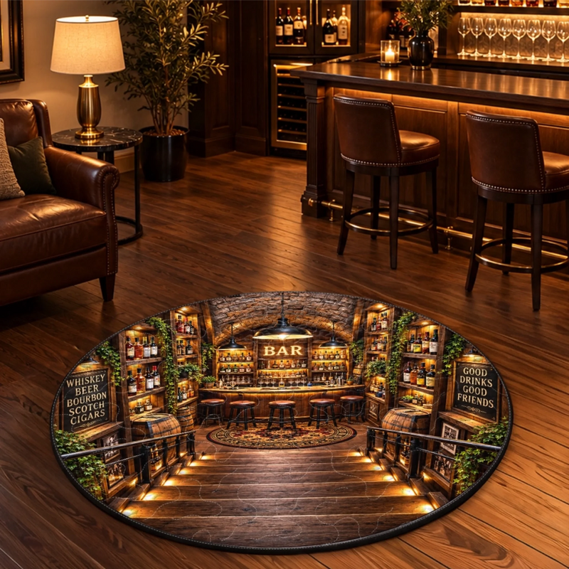Home Bar Lounge Decor - Quilted Round Mat