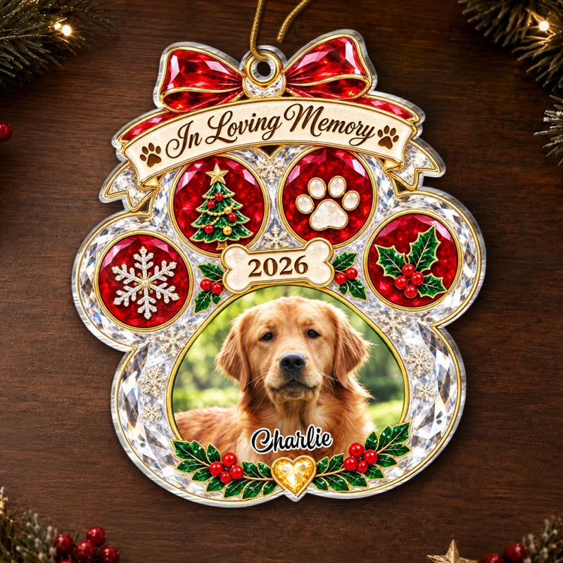 Custom Photo Pet Christmas Memorial Gifts for Dog and Cat Lovers - Personalized Acrylic Ornament