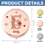 Custom Name Floral Initial Gifts for Women - Personalized Compact Mirror
