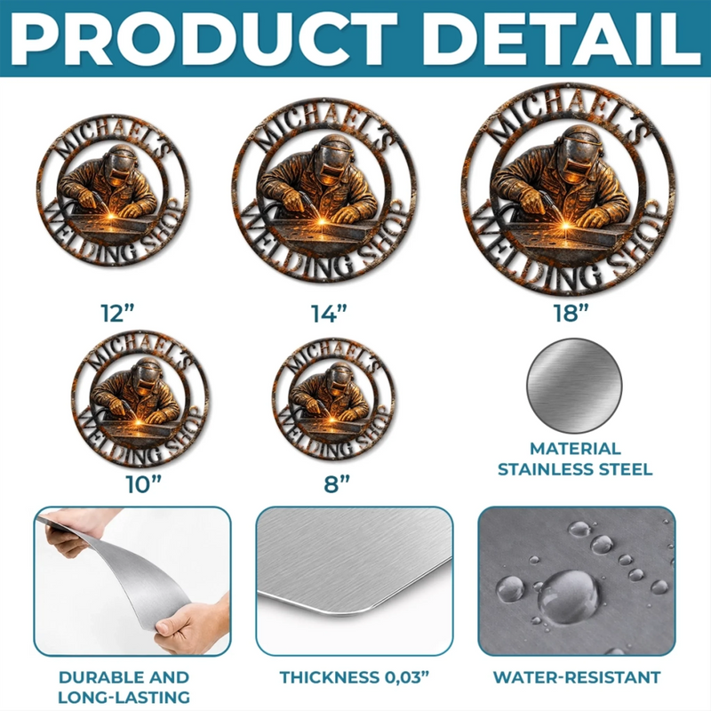 Custom Welding Workshop Gifts for Welders - Shaped Metal Sign