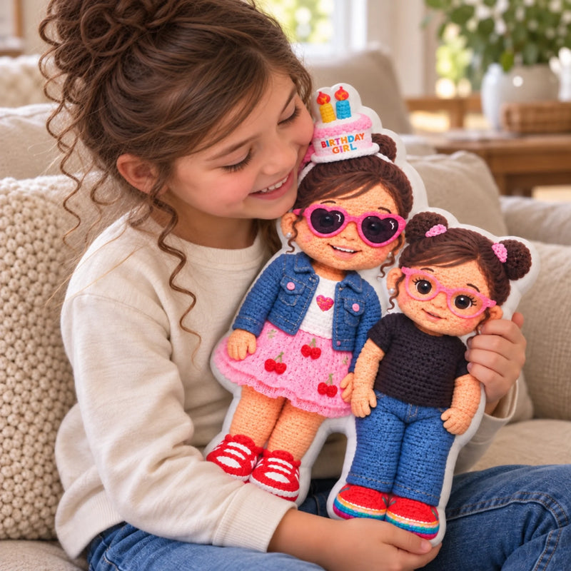 Custom Photo Character Birthday Gifts for Kids - Personalized Shaped Pillow