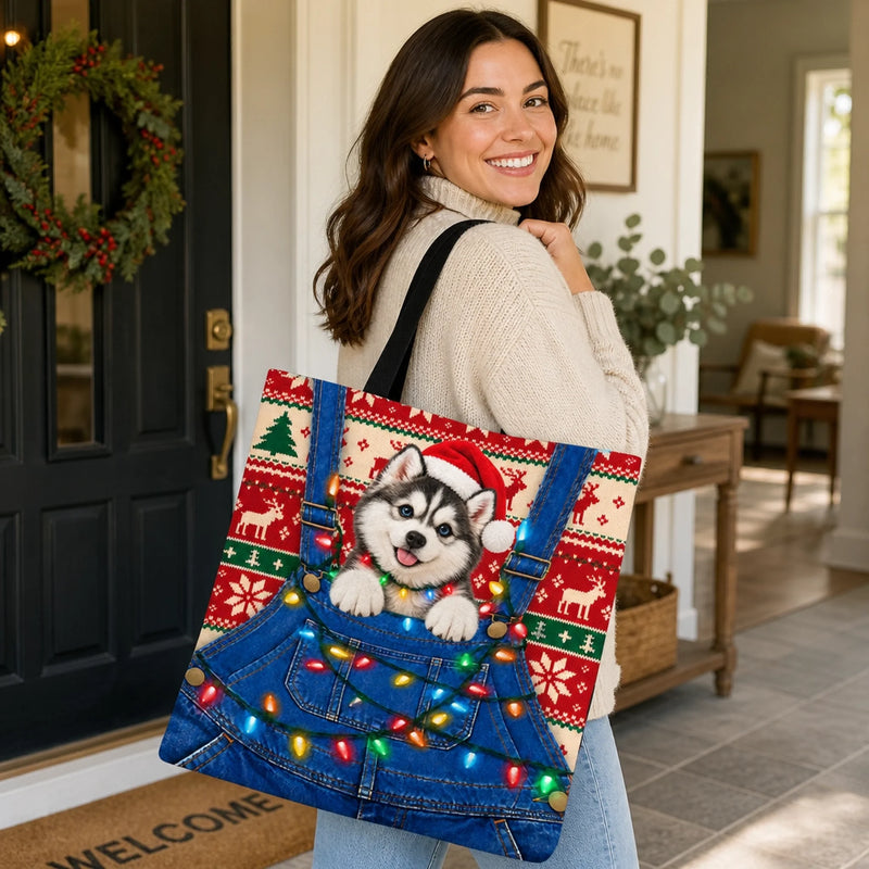 Custom Pet Photo Christmas Gifts For Dog Lovers - Personalized All-Over Print Tote Bag