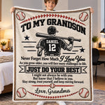 Custom Name Baseball Gifts for Grandson - Personalized Blanket