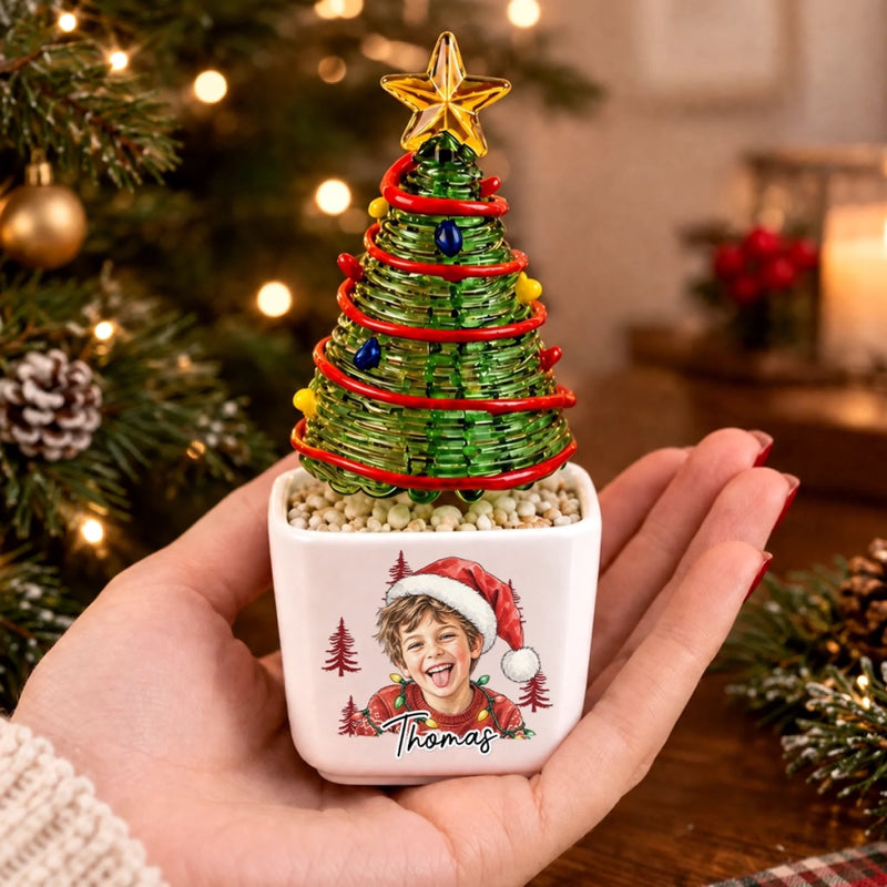 Custom Photo Christmas Tree Gifts for Kids - Personalized Glass Everlasting Christmas