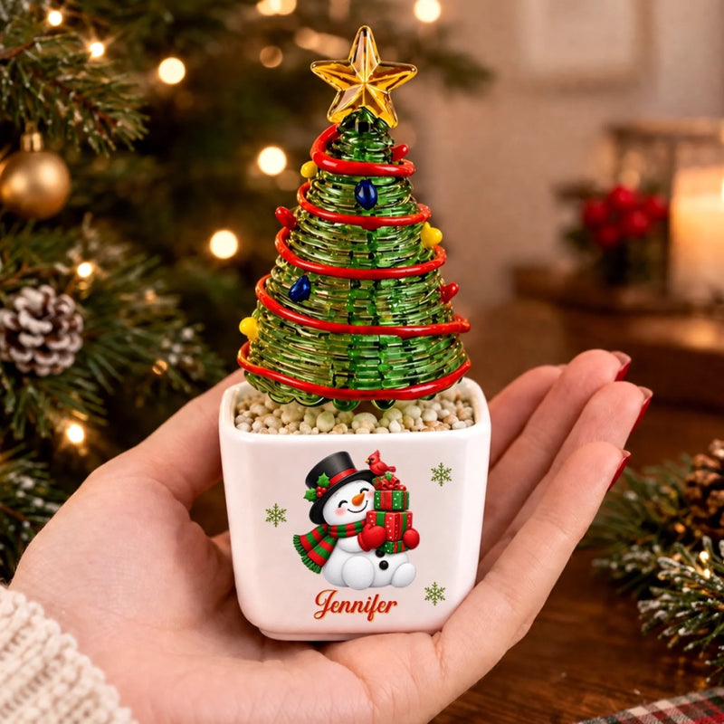 Custom Name Christmas Tree Gifts For Kids - Personalized Glass Everlasting Christmas