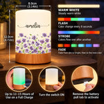 Custom Name Floral Decor - Personalized Dimmable Touch Night Light