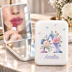 Custom Butterfly Monogram Vanity Gifts for Her - Personalized LED Compact Makeup Mirror