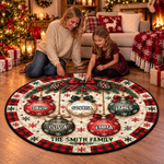Custom Name Christmas Bauble Family Decor - Personalized Quilted Round Mat