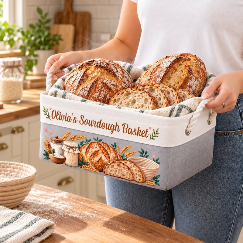Custom Name Sourdough Bread Gifts For Bakers - Personalized Storage Basket