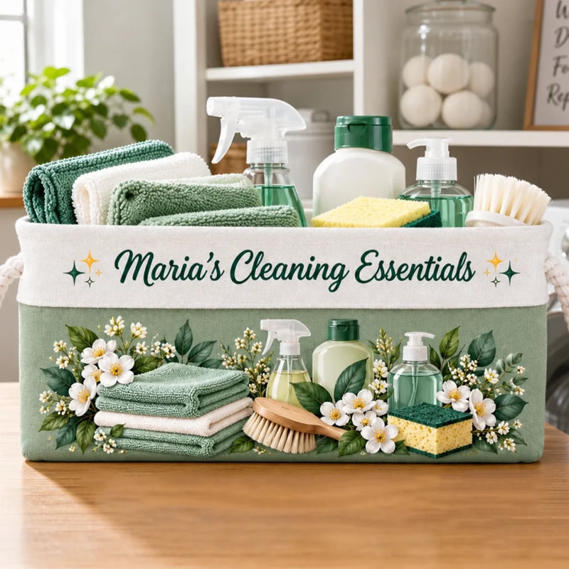 Custom Name Cleaning Essentials Home Organization - Personalized Storage Basket