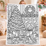 Custom Name Christmas Coloring Gifts for Families - Personalized Doodle Blanket