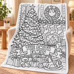 Custom Name Christmas Coloring Gifts for Families - Personalized Doodle Blanket