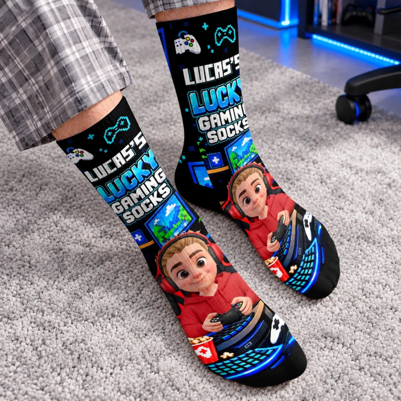Custom Name Gaming Gifts for Kids - Personalized Middle Tube Socks