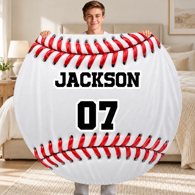 Custom Basketball Name Number Kids Gifts - Personalized Round Throw Blanket